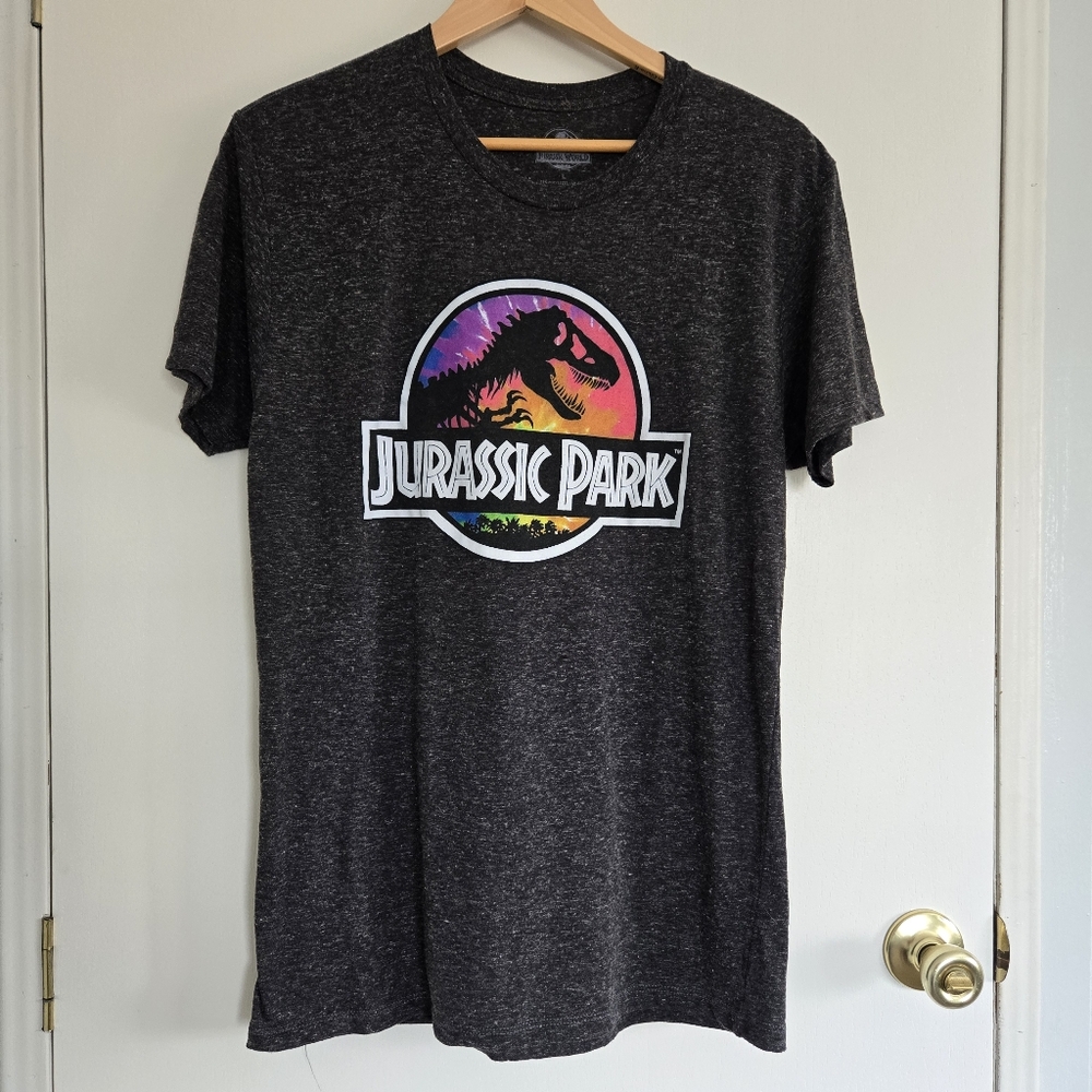 Jurassic Park Graphic T-Shirt Women's L Charcoal